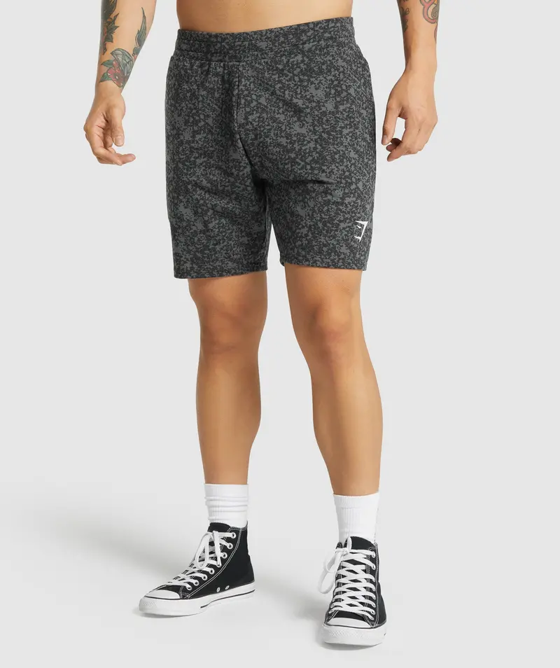 Gymshark Essential 7″ Charcoal Print Training Shorts