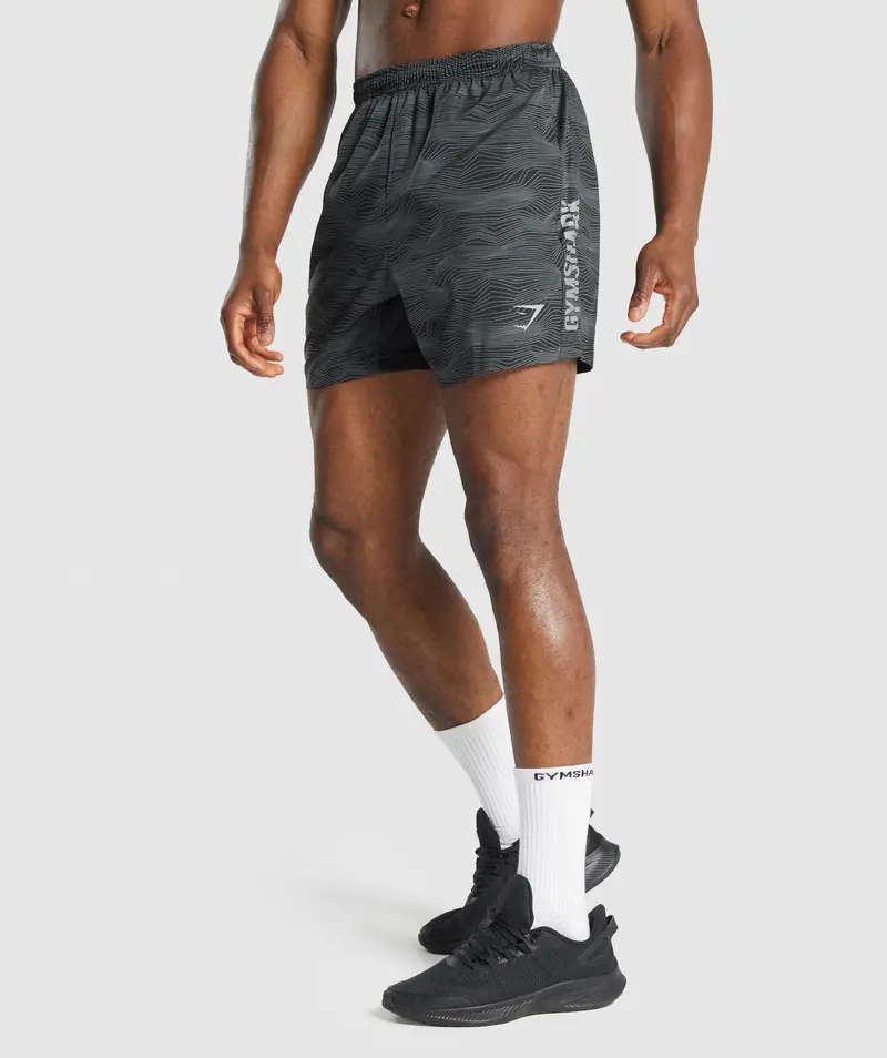 Gymshark Graphic Sport Shorts with Contrast Print in Black