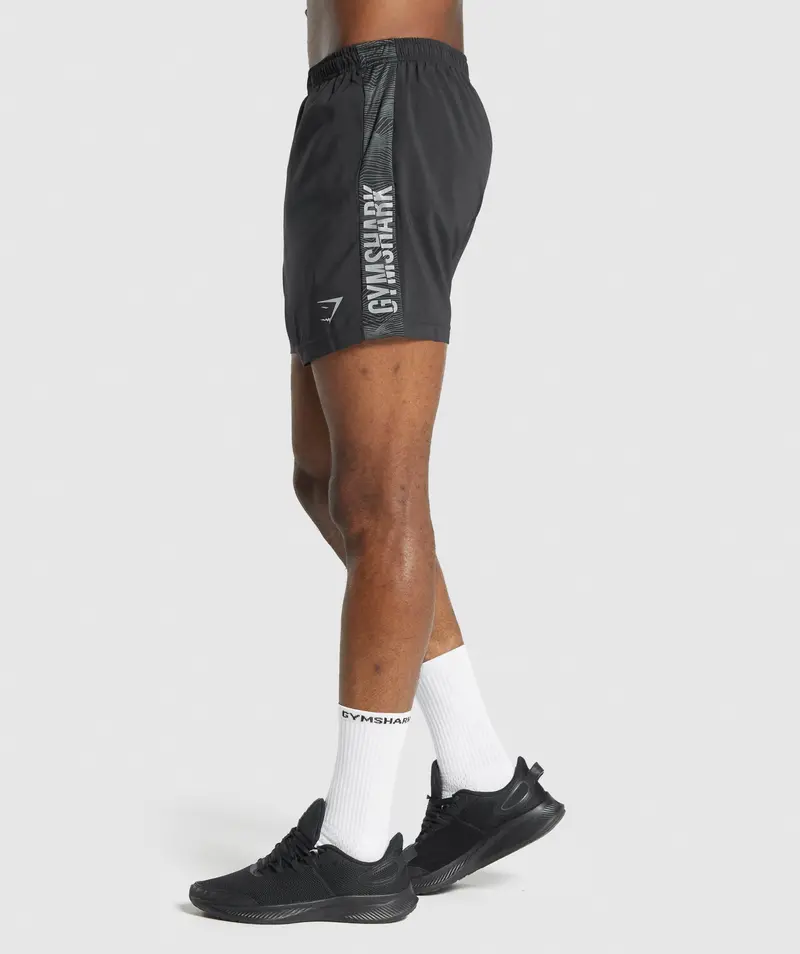 Gymshark Graphic Sport Shorts with Contrast Trim in Black