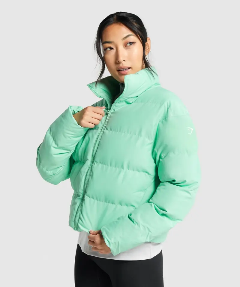 Gymshark Green Puffer Jacket – Lightweight Insulated Outerwear