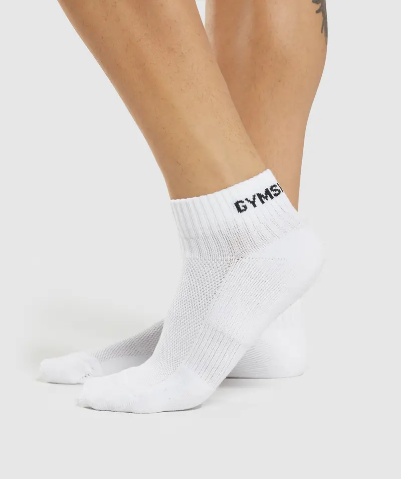Gymshark Jacquard Quarter-Length Socks (3-Pack) – Crisp White