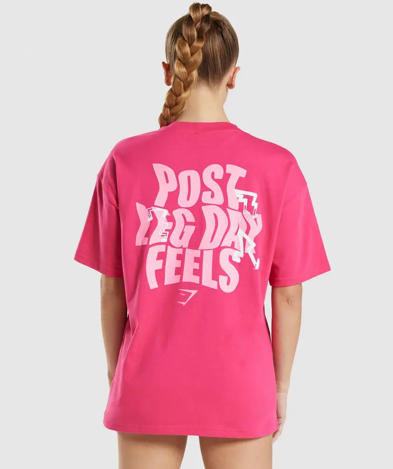 Gymshark Leg Day Oversized Relaxed-Fit T-Shirt – Hibiscus Pink