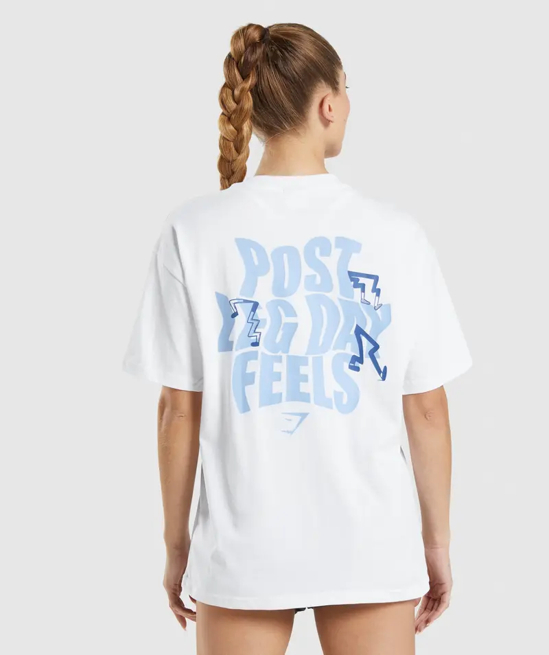 Gymshark Leg Day Oversized Relaxed-Fit T-Shirt – White