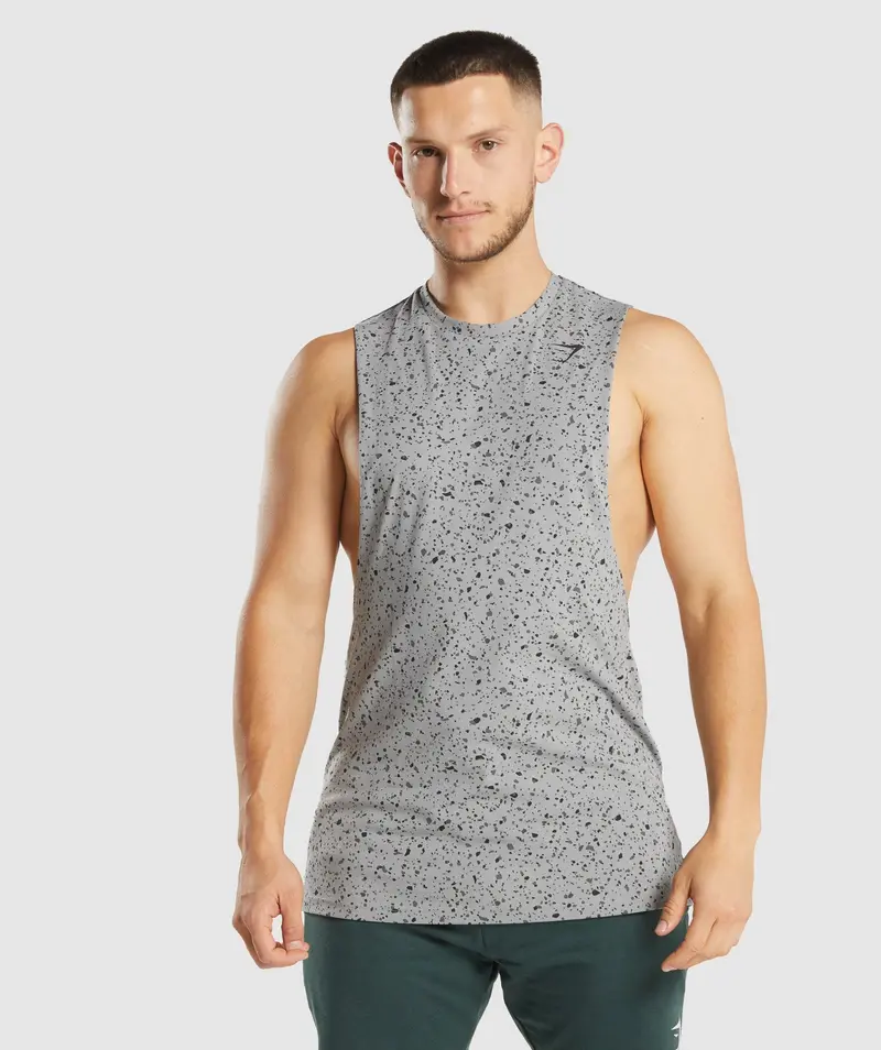 Gymshark Micro-Print Drop-Arm Tank – Heather Grey