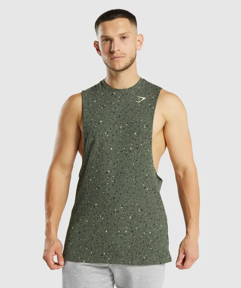 Gymshark Micro-Print Drop-Arm Tank – Sage Green