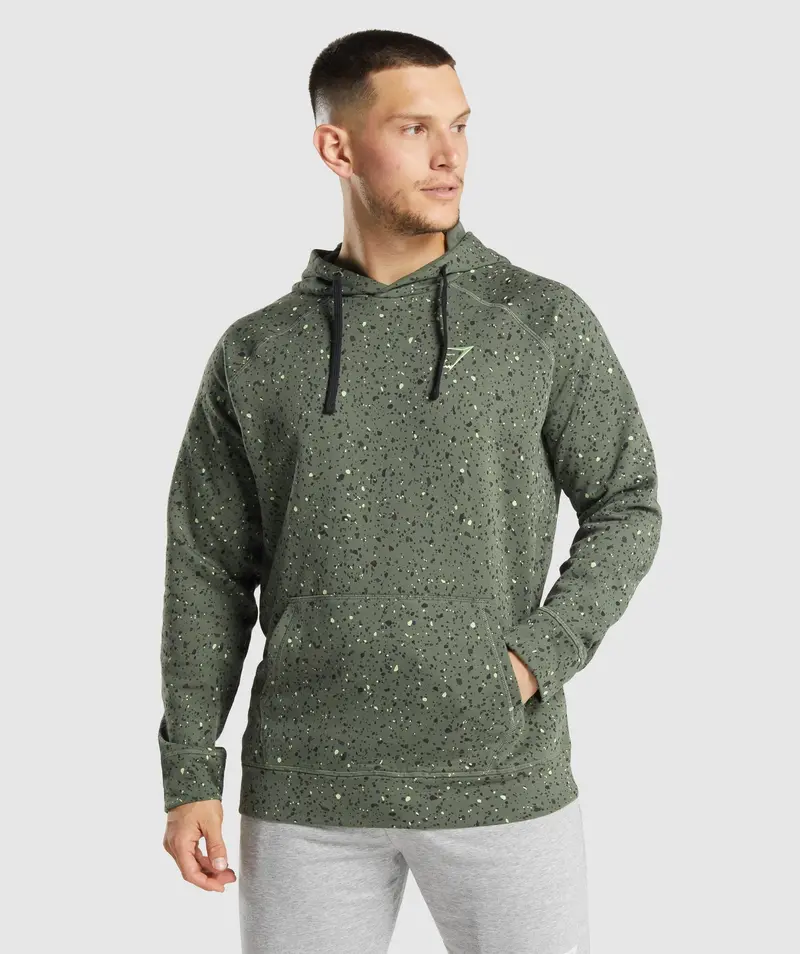 Gymshark Micro Print Green Hoodie – Lightweight Sportswear