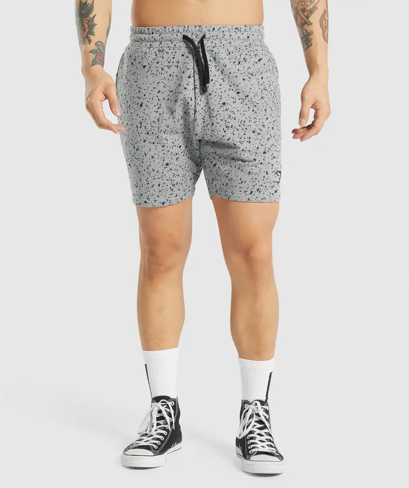 Gymshark Micro Print Grey Training Shorts – Stretch Fabric