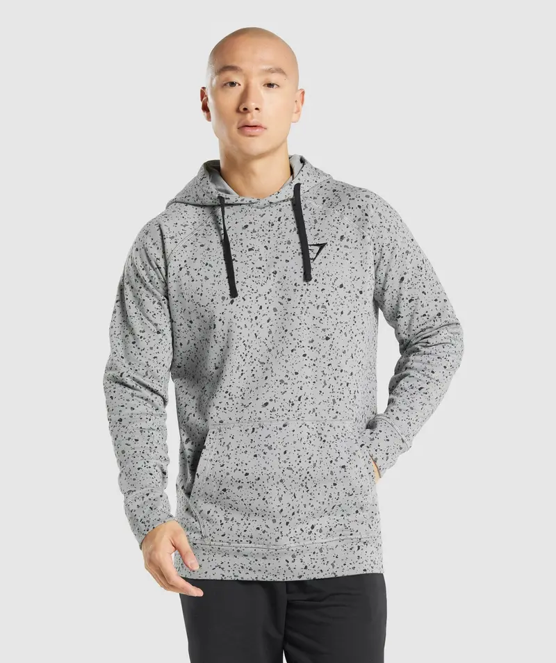 Gymshark Micro Print Light Grey Hoodie with Subtle Pattern