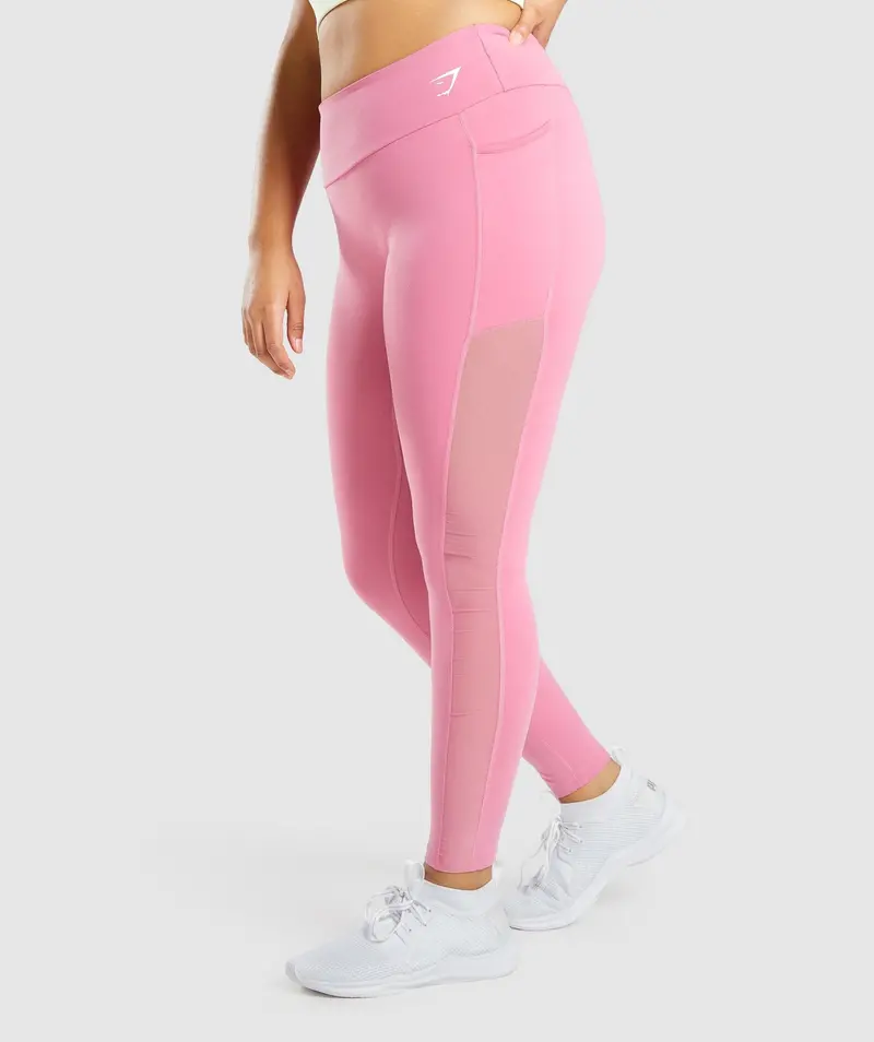 Gymshark Pink Mesh Pocket Training Leggings with Storage