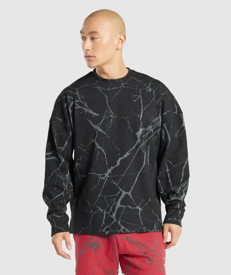 Gymshark Power Crew Sweatshirt Featuring Bold Black Graphic Print