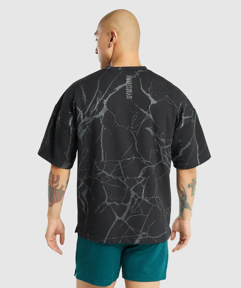 Gymshark Power Short-Sleeve Crew Neck Top – Black Print