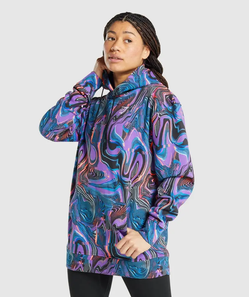 Gymshark Pre-Workout Graphic Hoodie with Purple Print