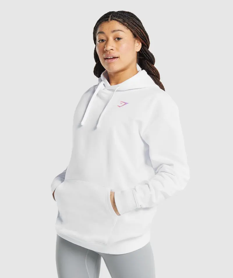 Gymshark Pre-Workout Graphic White Hoodie – Motivational Design
