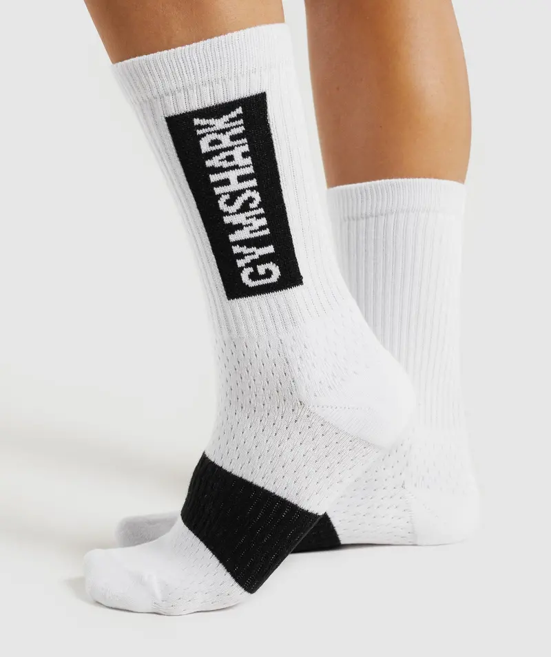 Gymshark Premium Logo Crew Socks (1 Pack) – White
