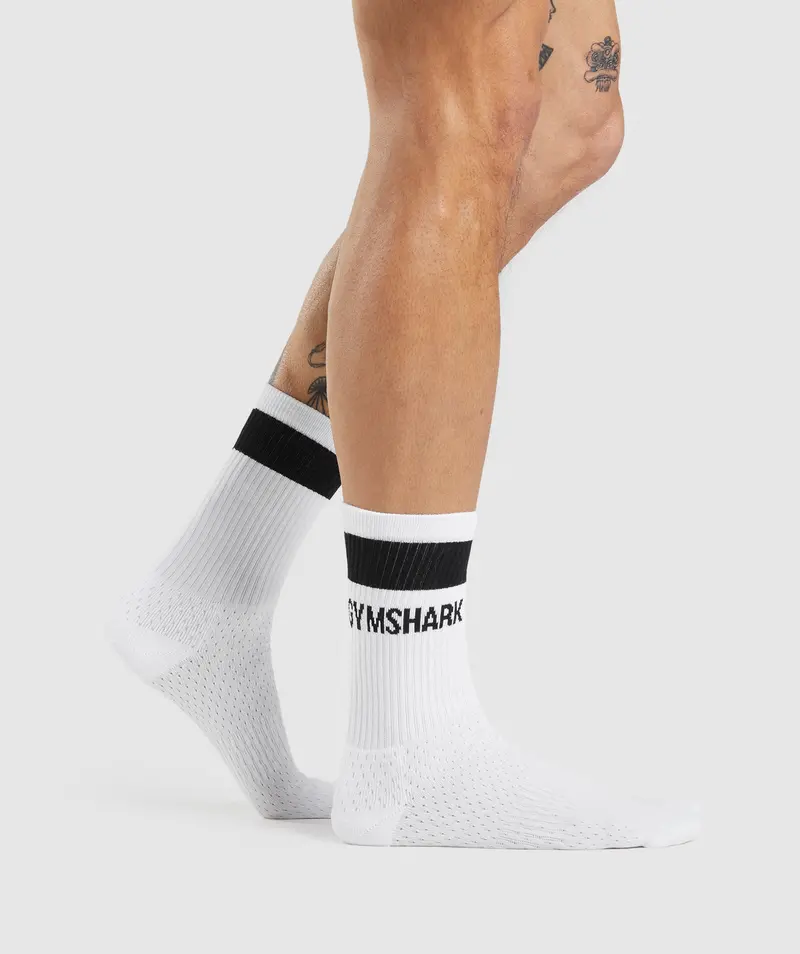 Gymshark Premium Logo Crew Socks – Solid White