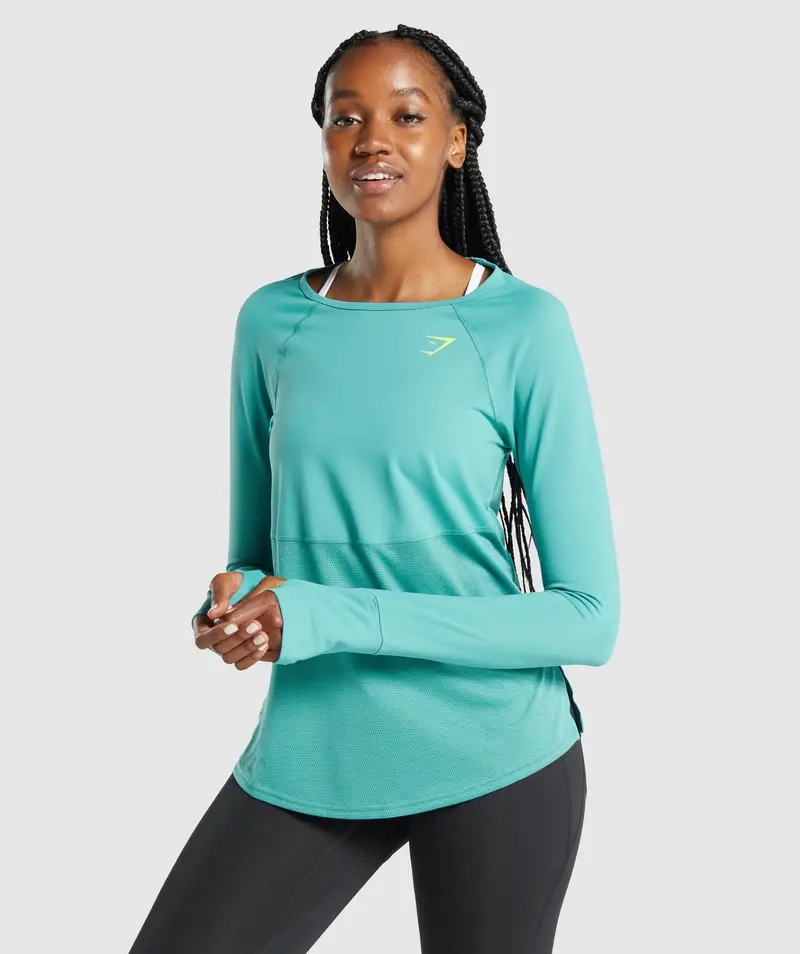 Gymshark Pulse Long-Sleeve Training Tee in Teal