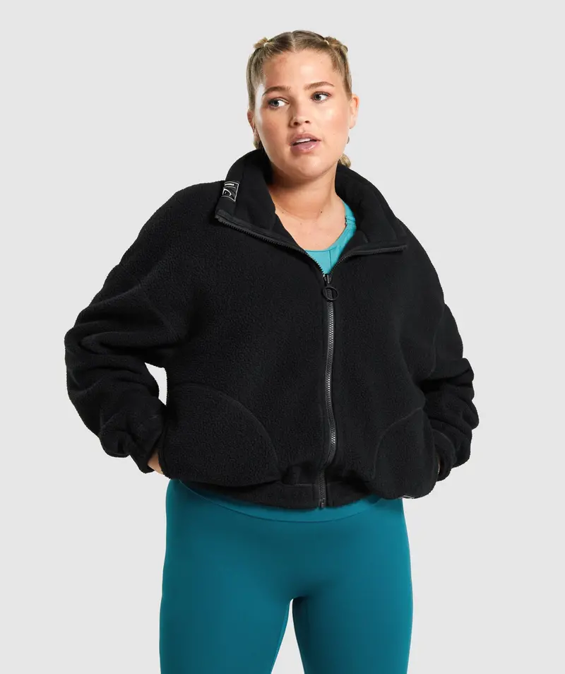 Gymshark Sherpa Full-Zip Jacket – Timeless Black