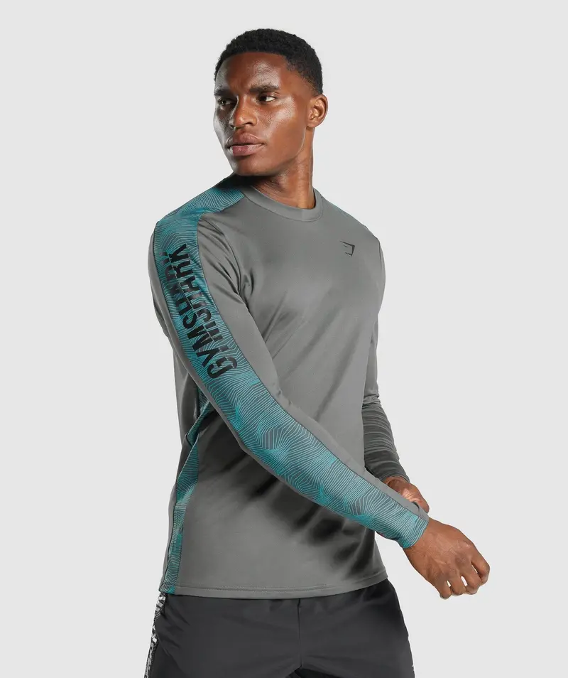 Gymshark Sport Long-Sleeve Crew Neck Tee in Grey