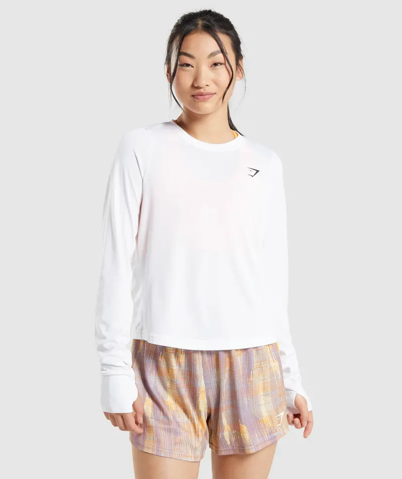 Gymshark Sport Long Sleeve T-Shirt – Relaxed Fit, Pure White