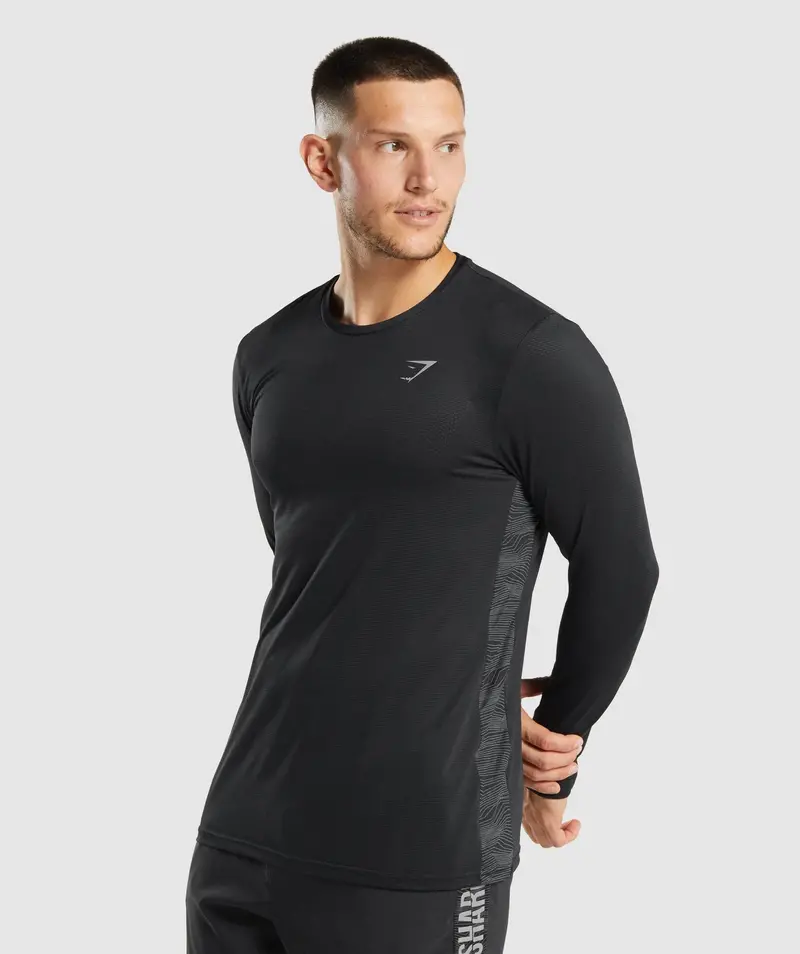 Gymshark Sport Long Sleeve Tee in Jet Black