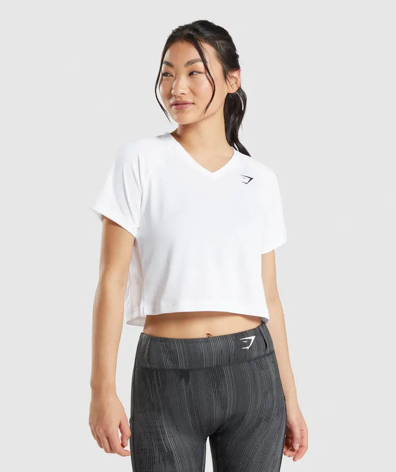 Gymshark Sport Midi-Length T-Shirt – Modern Fit, Crisp White