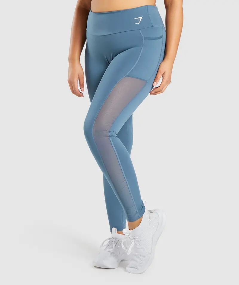 Gymshark Teal Mesh Pocket Training Leggings – Breathable & Functional