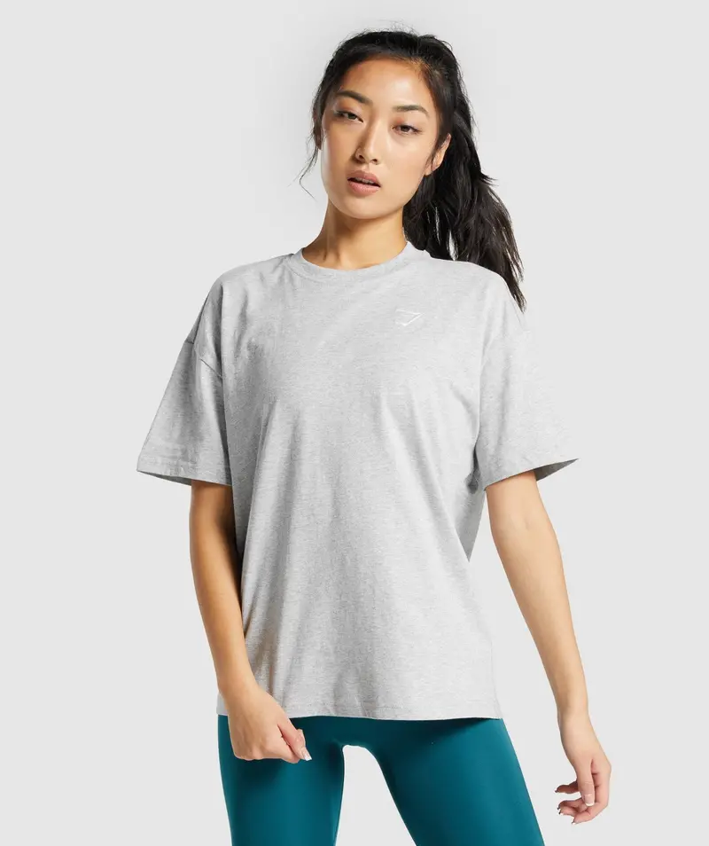 Gymshark Training Oversized T-Shirt – Textured Light Grey Marl