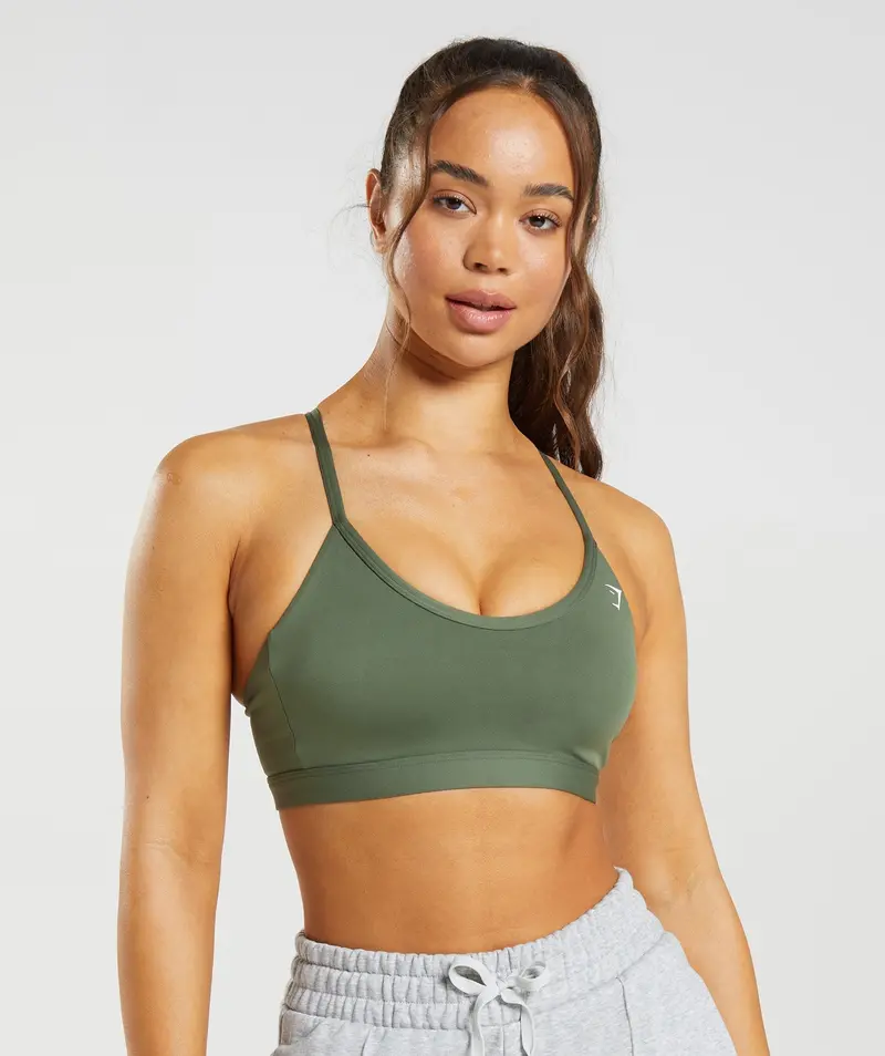 Gymshark V-Neck Sports Bra in Core Olive
