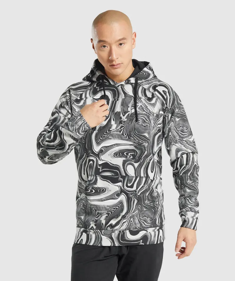 Gymshark White & Black Pre-Workout Hoodie