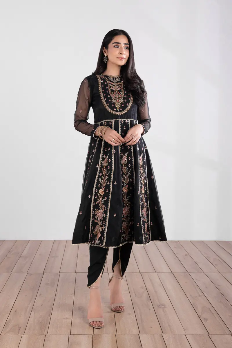 Hand-Embroidered Organza Pishwas Outfit