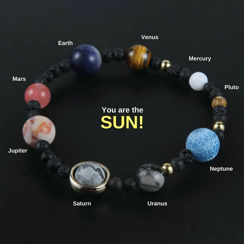 Handcrafted Solar System Bracelet – Real Gemstone Planet Jewelry