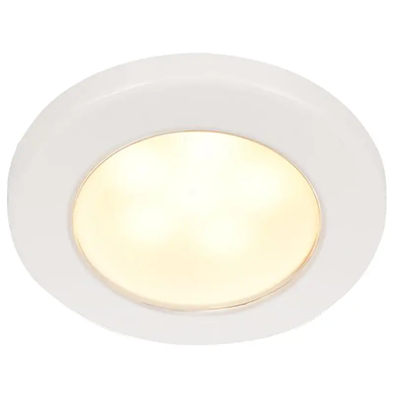 HELLA Marine EuroLED 75 – 3-Inch Warm White Screw-Mount Downlight, 24V, White Rim