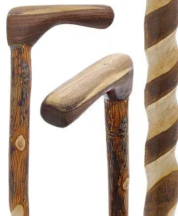 Hickory Spiral-Grain Walking Cane with Walnut Handle – Scratch & Dent