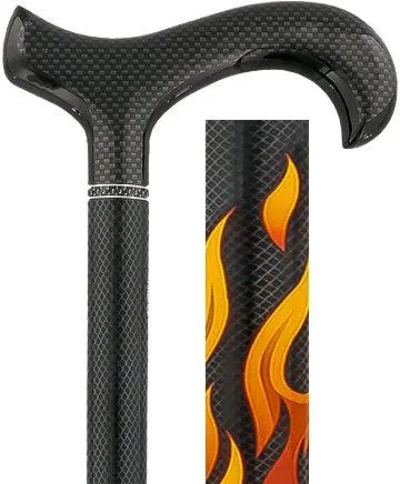 House Flame Derby Cane – Scratch & Dent, Mesh-Woven Carbon Fiber Shaft for Distinct Texture (V1979)