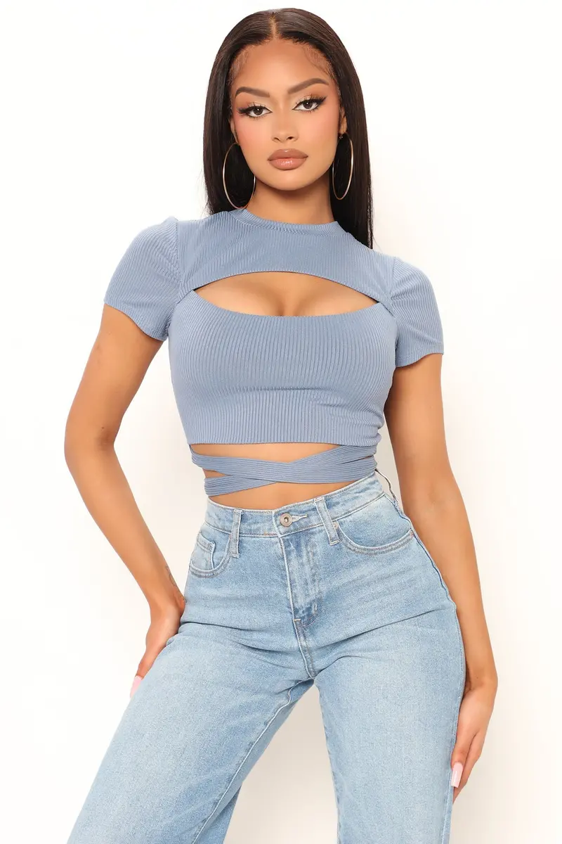 Indigo Cut-Out Halter Top