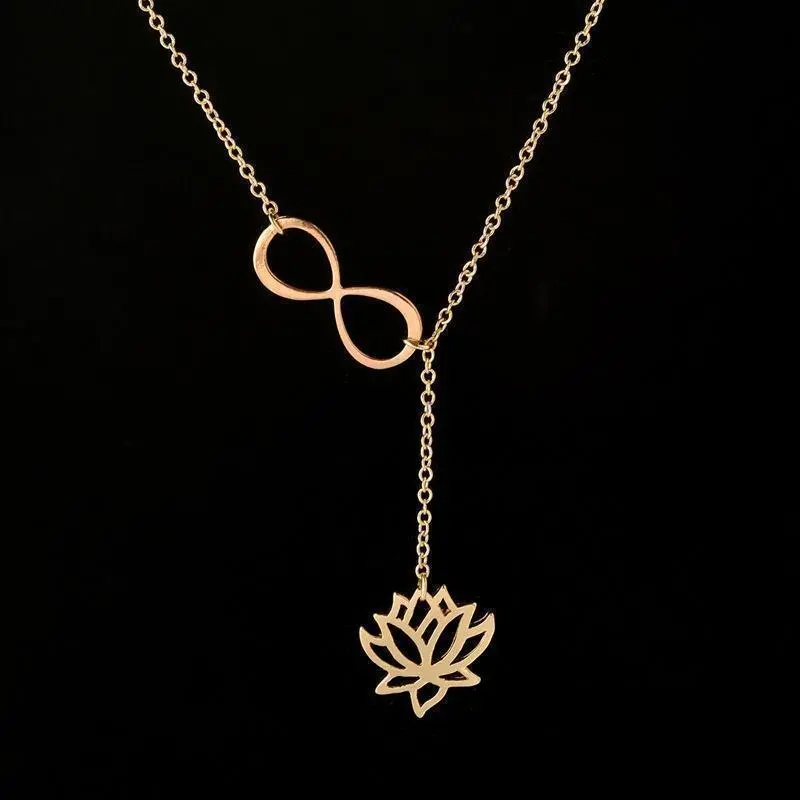 Infinite Lotus Y-Shape Pendant Necklace