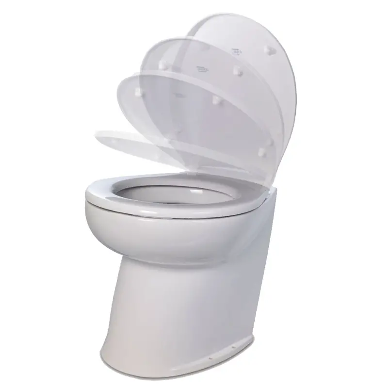 Jabsco Deluxe 17-Inch Angled-Back 12V Freshwater Electric Marine Toilet with Solenoid Valve and Soft-Close Lid