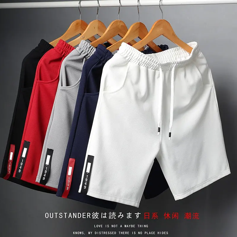 Japanese-Inspired White Polyester Men’s Summer Shorts – Elastic Waist & Breathable