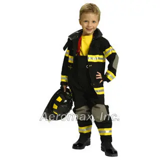 Junior Firefighter Costume with Helmet – Black