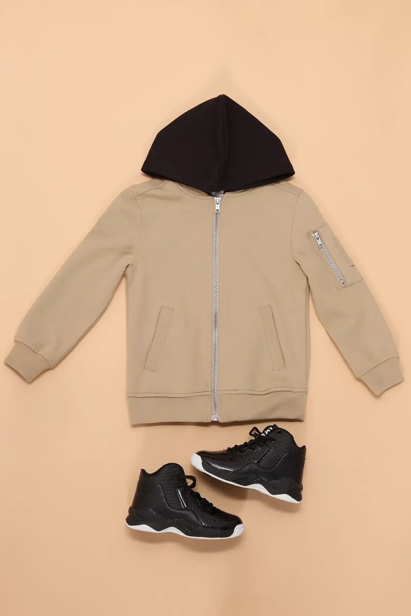 Khaki Combo Mini Keep It Cool Hooded Bomber Jacket