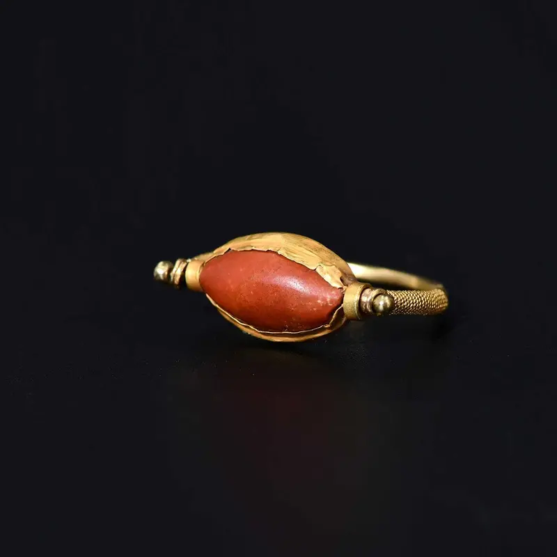 Late 18th Dynasty Egyptian Gold and Jasper Ring with Bezel Setting, ca. 1479–1295 BCE
