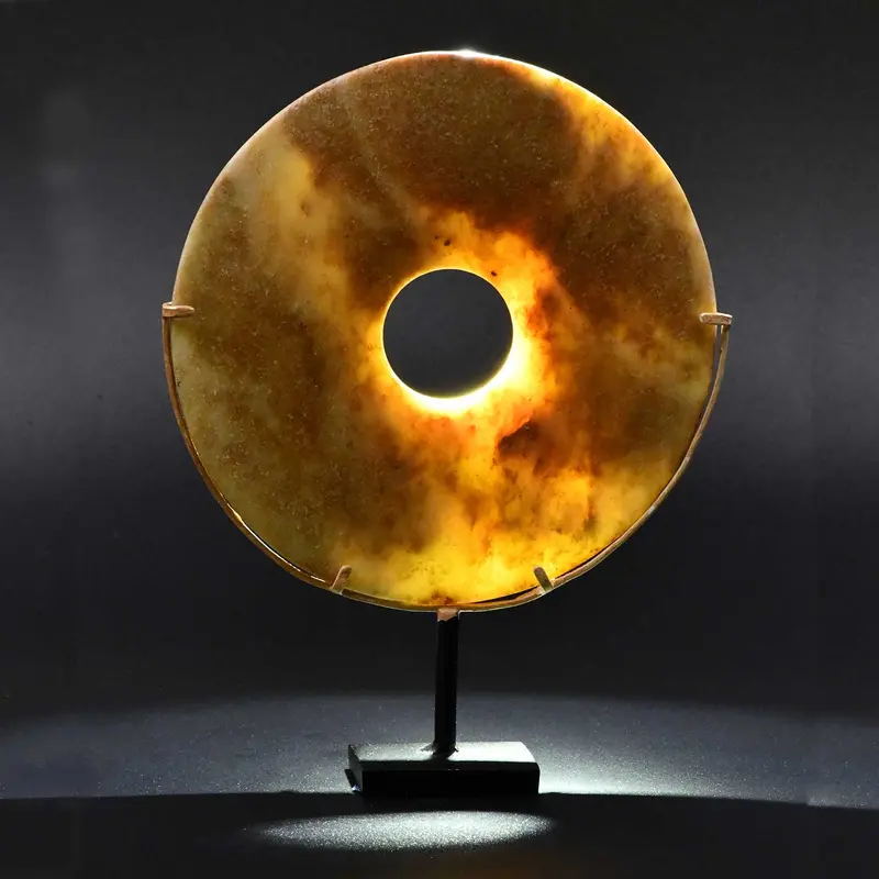 Late Neolithic Chinese Nephrite Jade Bi Disc, 3000–2000 BCE