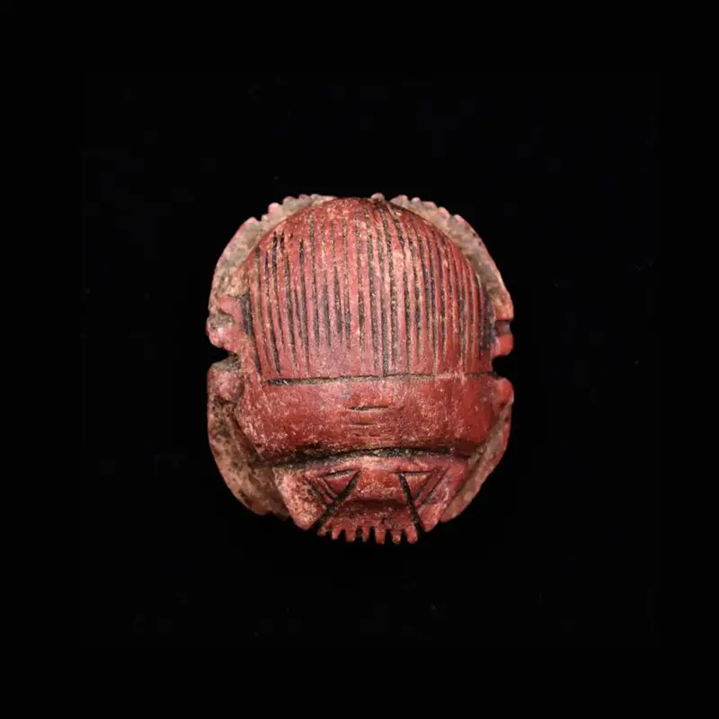 Late Period Egyptian Red-Glazed Steatite Scarab Seal, ca. 664–332 BCE