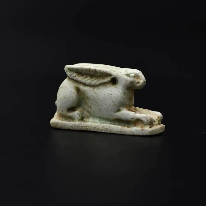 Late Period Faience Hare Amulet, Dynasty 26 (ca. 664–525 BCE)