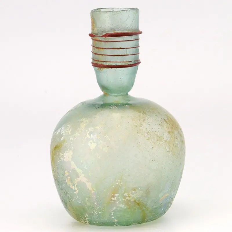 Late Roman Green Glass Sprinkler Bottle, 4th Century CE