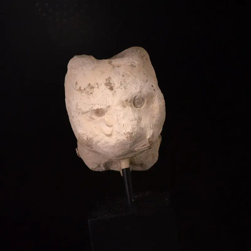 Late to Ptolemaic Period Limestone Cat Head Sculpture, Egypt (664–332 BCE)