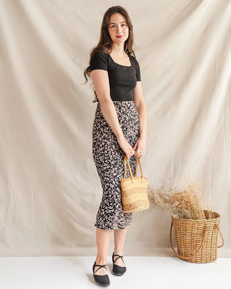 Lavandier Tiered Linen Midi Skirt