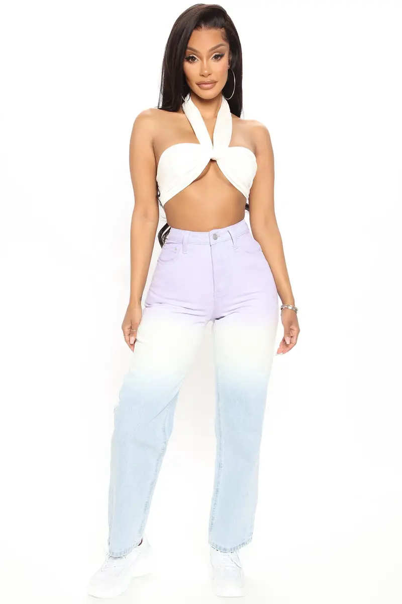 Lavender Ombre Straight-Leg Jeans