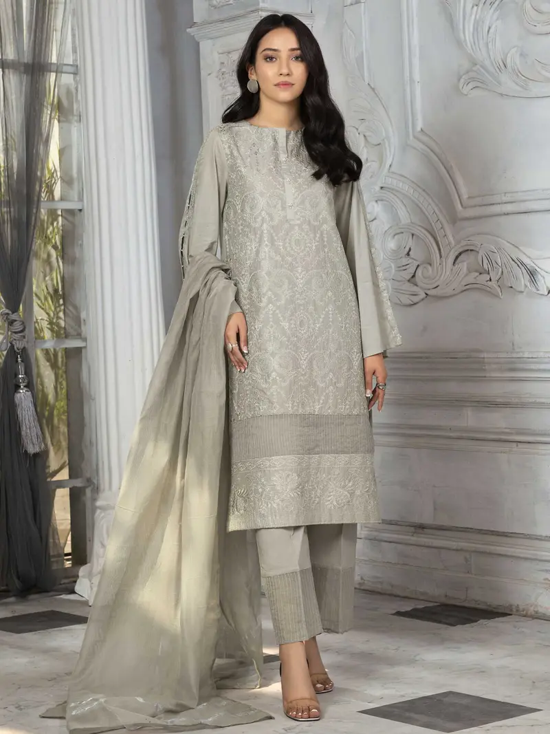 Lawn Fabric Two-Piece Embroidered Suit