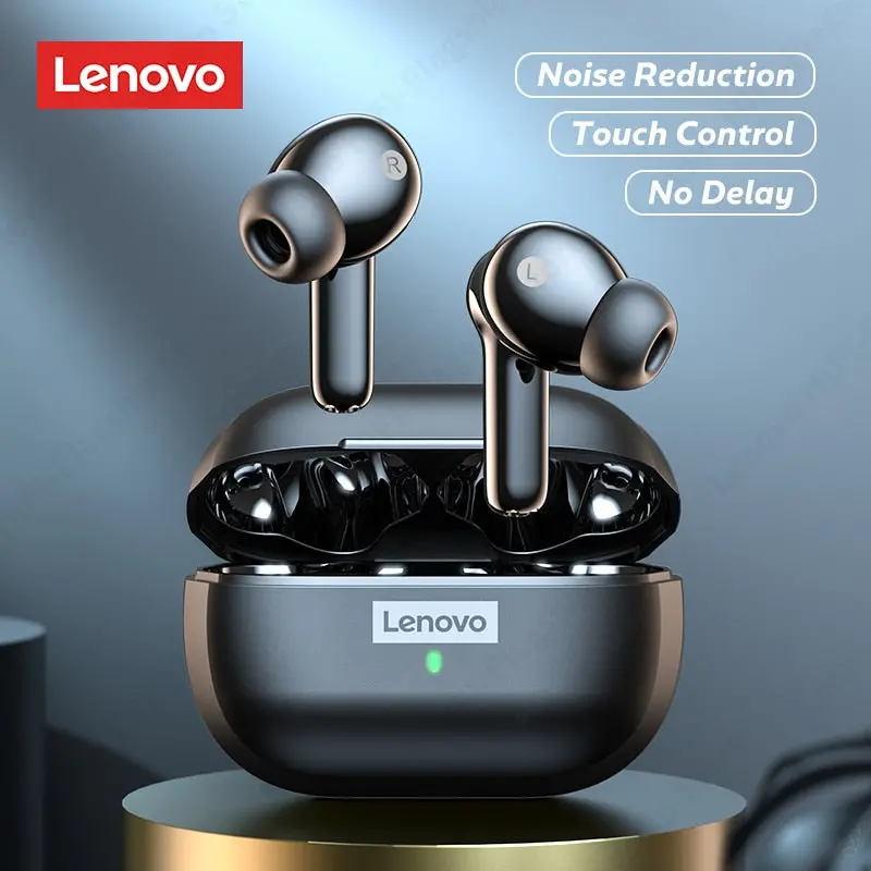 Lenovo LP1S True Wireless Earbuds – Bluetooth 5.0, IPX4 Water-Resistant Sport Headphones with Mic & Noise Reduction